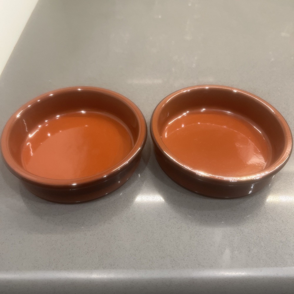 Set Of 2 CERMER Ramekins Terracotta Pottery Baking Dessert Dish Creme Brûlée
